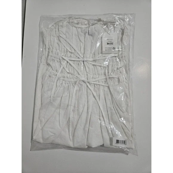 Free Assembly Women's Plus‎ Sleeveless Cotton Midi Dress with Bow Front White XS - Picture 3 of 8